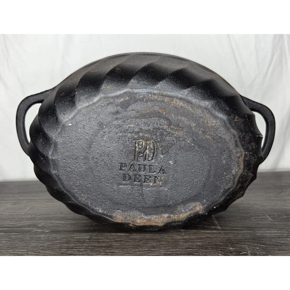 Paula Deen Cast Iron Oval Dutch Oven Roasting Casserole & Lid 11.5” x 8.5” 5 QT